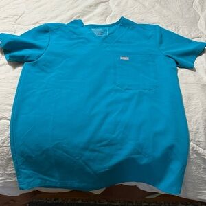 Figs Teal V-Neck Scrub Top